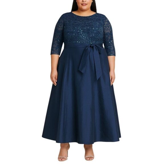 NEW Pisarro Nights Plus Size 18 Navy Maxi Gown A-Line Zip Back Elegant Party - Picture 1 of 16